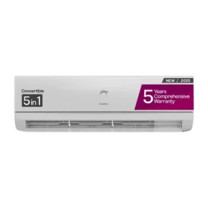 Godrej 1.5 Ton 3 Star Inverter Split AC | 5-in-1 Convertible | Heavy Duty Cooling | Pure Air Filter | Silent Operation | Smart Diagnosis | Self Clean Tech (SIC18TTC3WYQ, White) 2025 Model